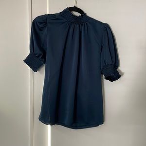 Ann Taylor peacock blue silk blouse